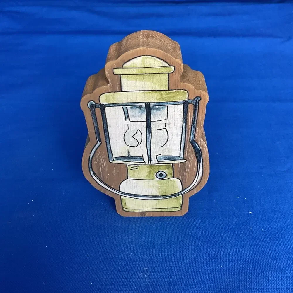 Vintage Lantern Shaped Wooden Block Sign Rustic Cabin Camping RV Camper Decor
